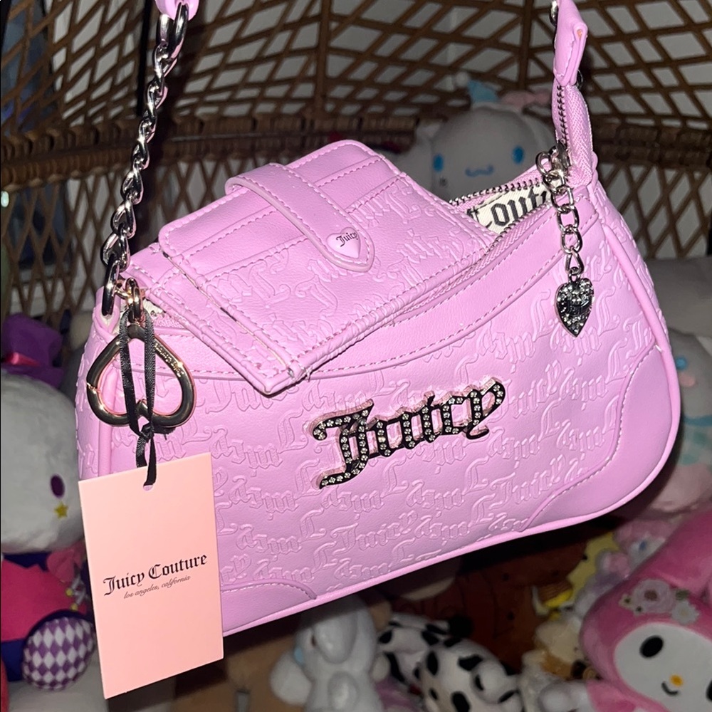 Juicy Couture Light Pink Embossed Shoulder Bag Fondant Pink with wallet